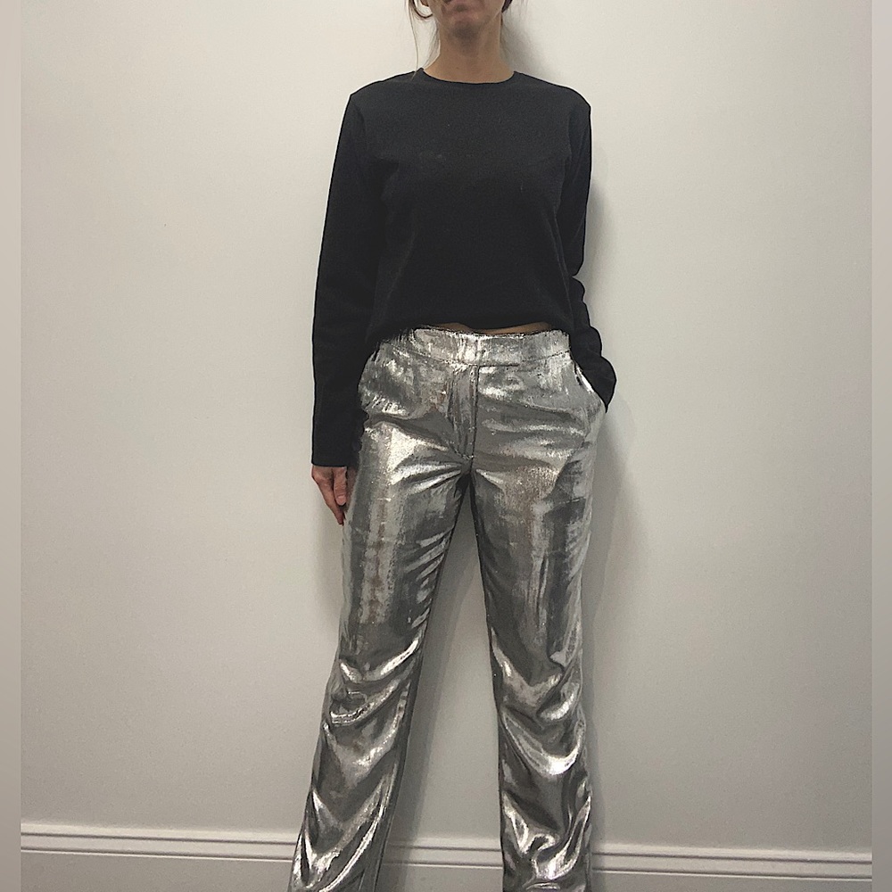 Helmut Lang silver “velvet” pants